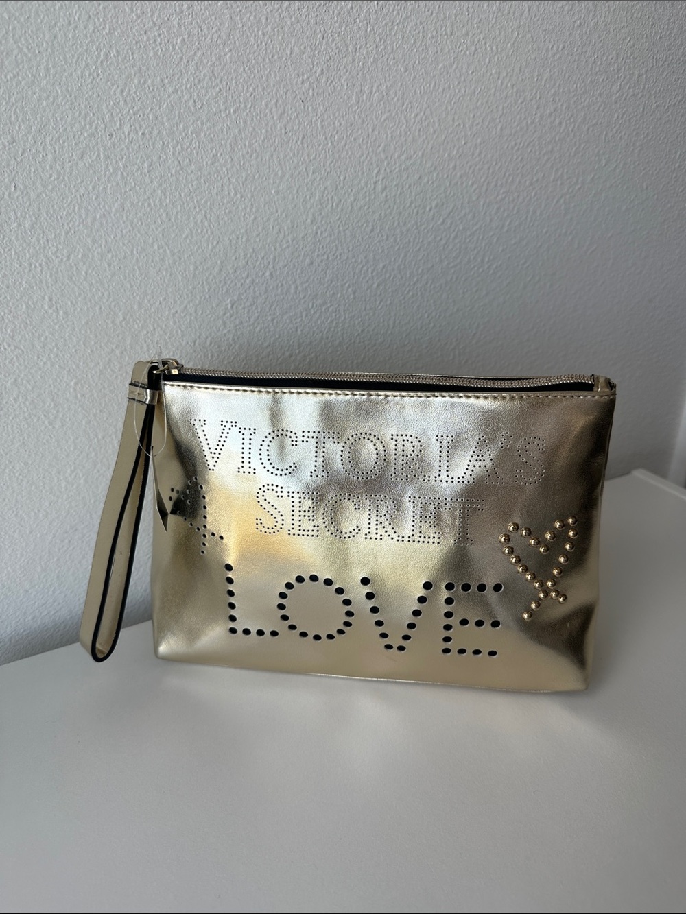 Victoria's Secret Metallic Gold Wristlet/Cosmetic Tote